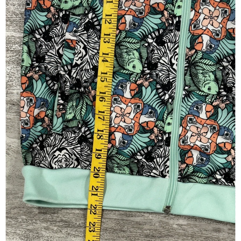 ADIDAS Jungle Tropical Parrot Zebra Print Track Jacket & Pants Set Girl L 13-14Y